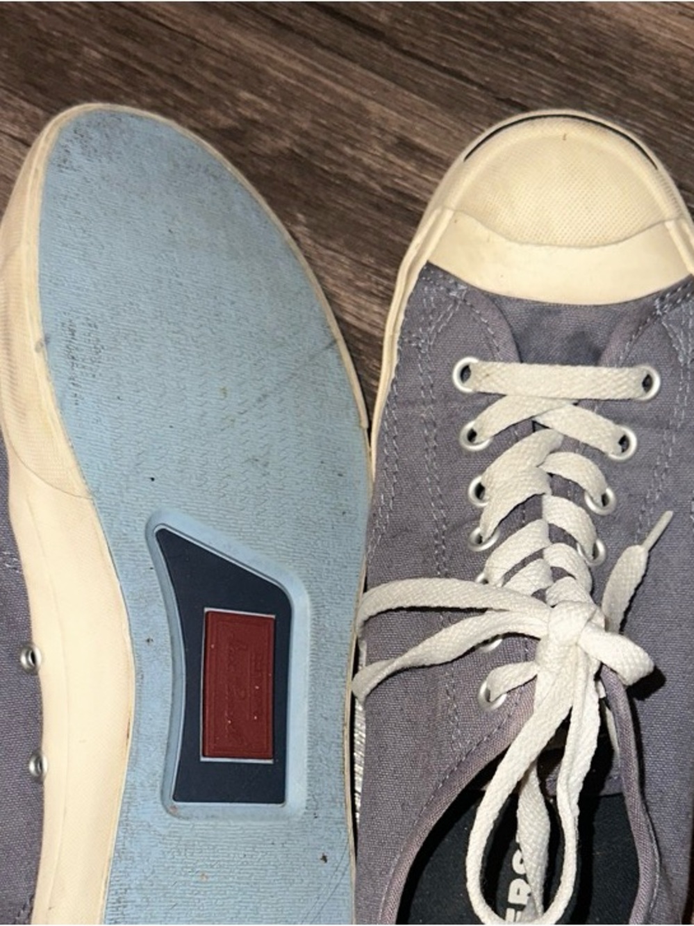 Converse Jack Purcell Low Top Canvas Sneakers in Gray with Yellow Heel Tab - Picture 2 of 4